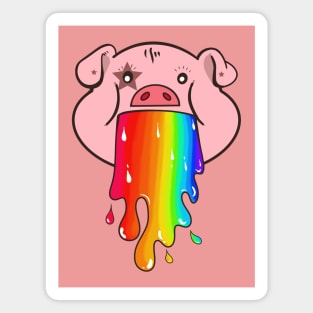 Pig vomiting a rainbow Magnet